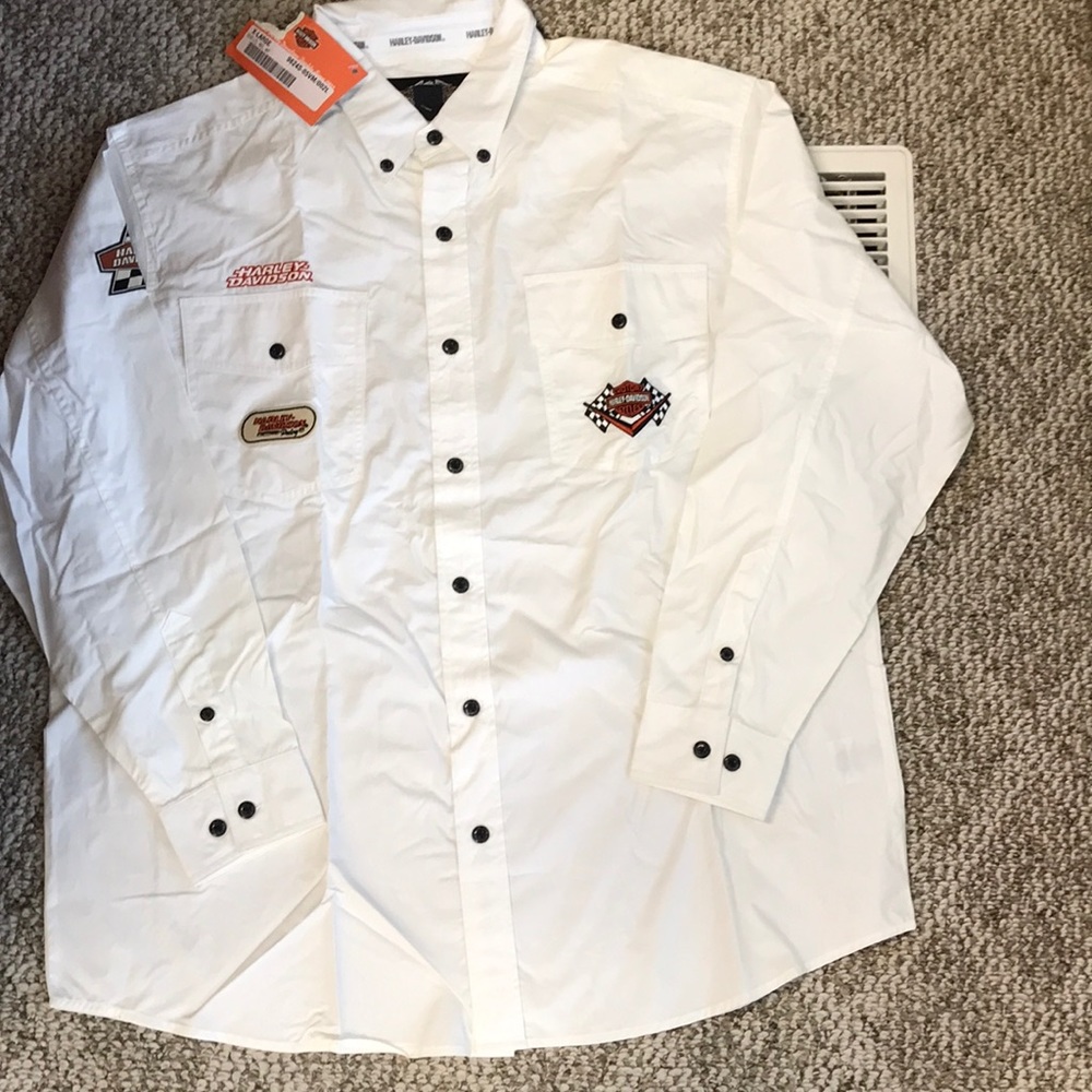 Harley Davidson Men’s Size XL white button shirt